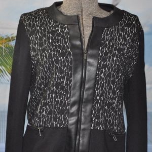 💕Liz Claiborne Jacket with Faux Leather Trim💕Size PM